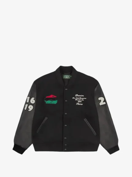 Black Denim Varsity Jacket – Modern Streetwear