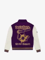 Purple & Cream Embroidered Varsity Jacket