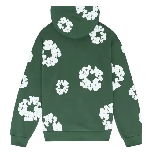 Demin Tears Cotton Wreath Hoodie Green