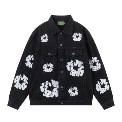Denim Cotton Wreath Jacket Black