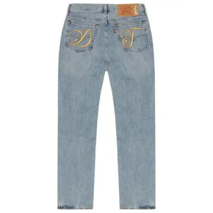 Denim Tears Metallic Gold Script 501 Light Wash