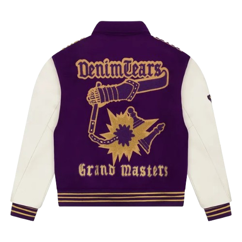 Purple & Cream Embroidered Varsity Jacket